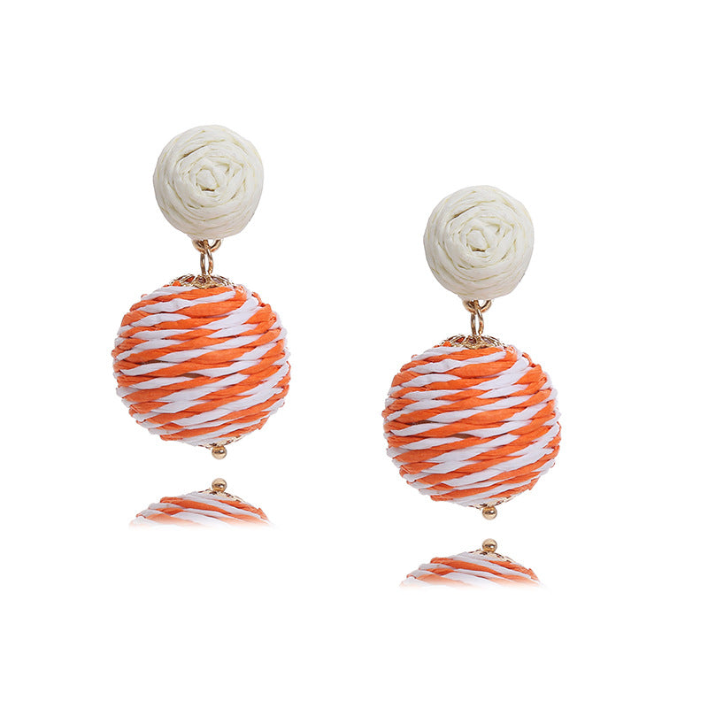 Wholesale Bohemian Handmade Wrap Ball Stud Earrings