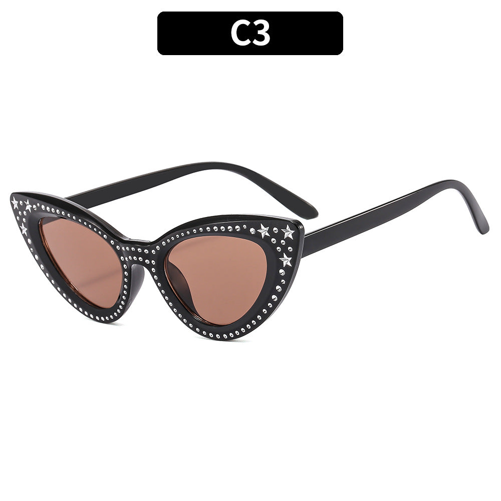 Wholesale Cat Eye Diamond PC Sunglasses