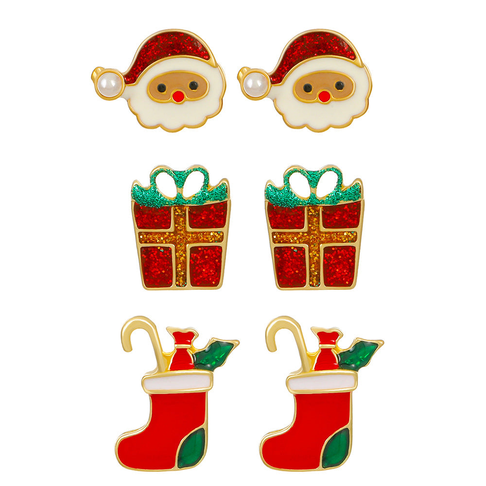 Wholesale Christmas Bell Old Man Christmas Tree Alloy Earrings