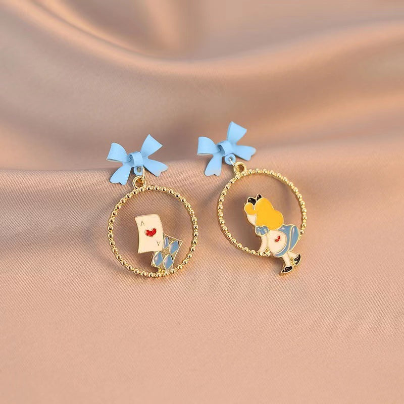 Wholesale 3D Rabbit Pink Peach Heart Alloy Earrings