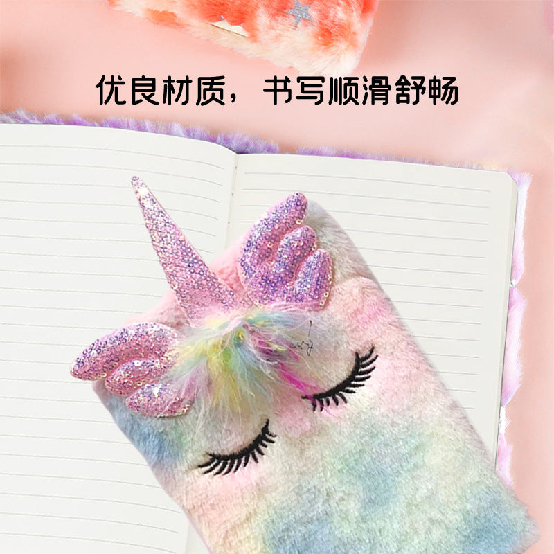 Wholesale Colorful Stereo Ears Unicorn Plush Cute Cartoon Girl  Notebook