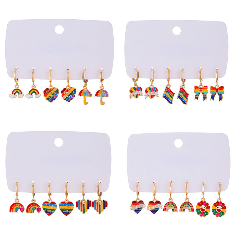 Wholesale Rainbow Alloy Earring Set