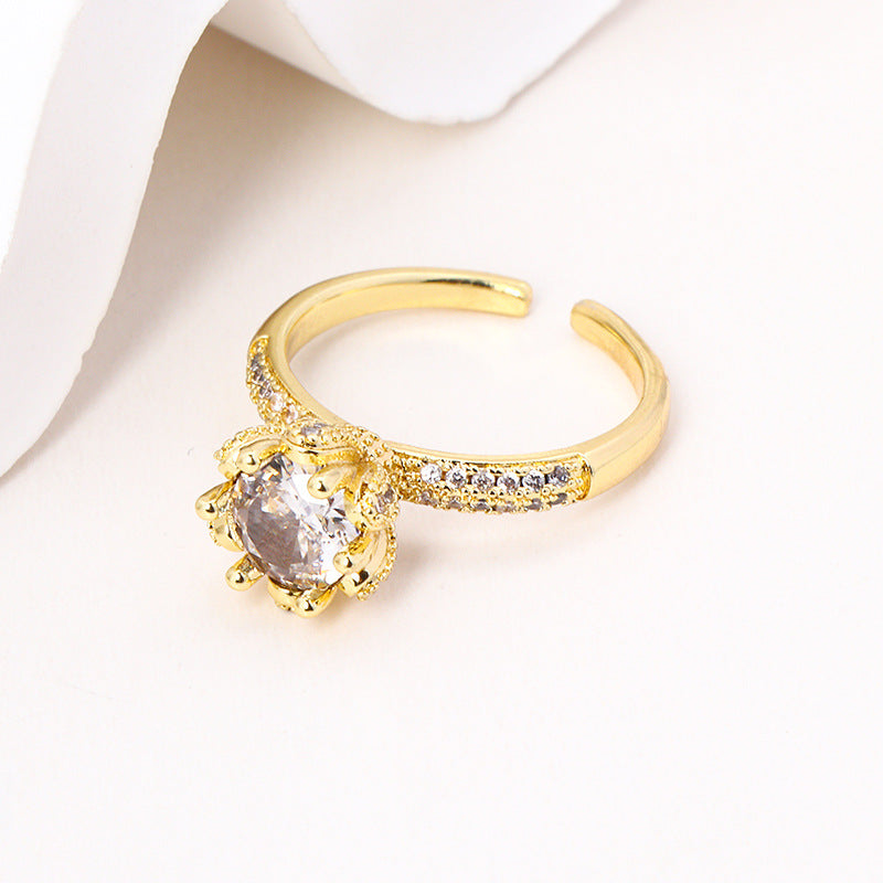 Wholesale of Six Claw Zircon Bronze Rings