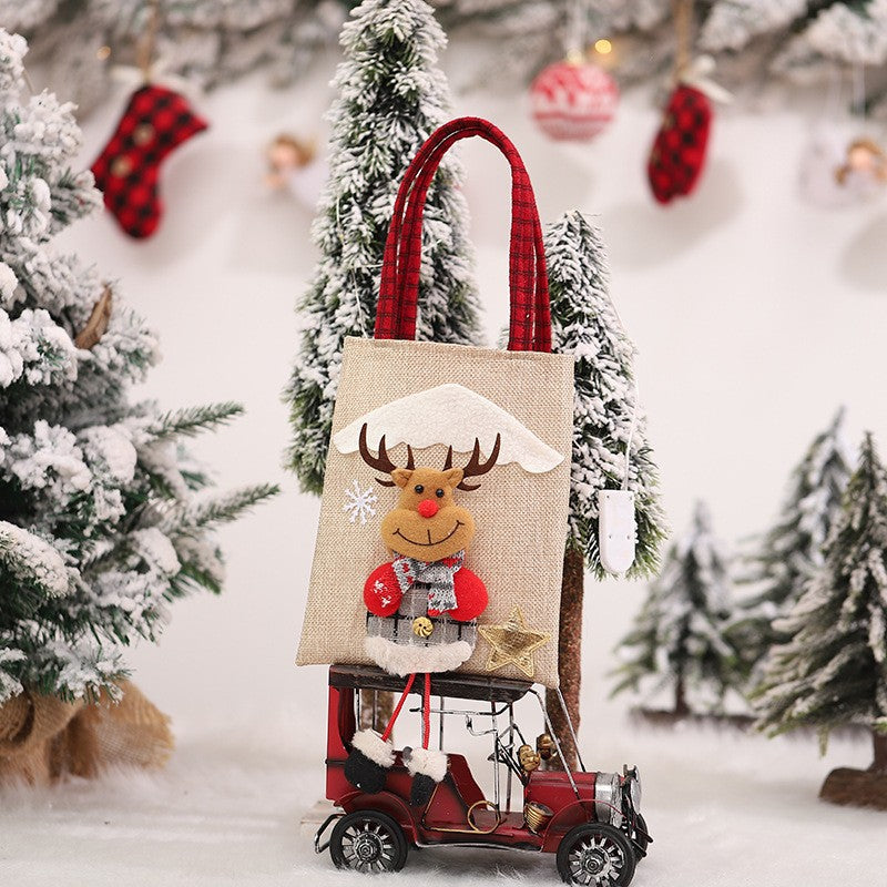 Wholesale Christmas Decorations Linen Cloud 3D Doll Handbag