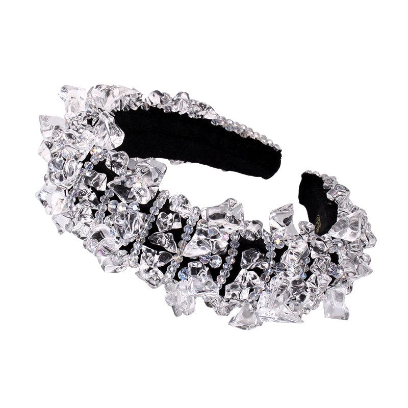 Wholesale Ice Baroque Rivet Sponge Headband
