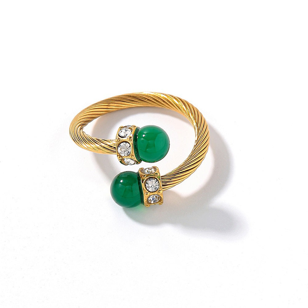 Wholesale Stainless Steel Zircon Geometric Open Ring