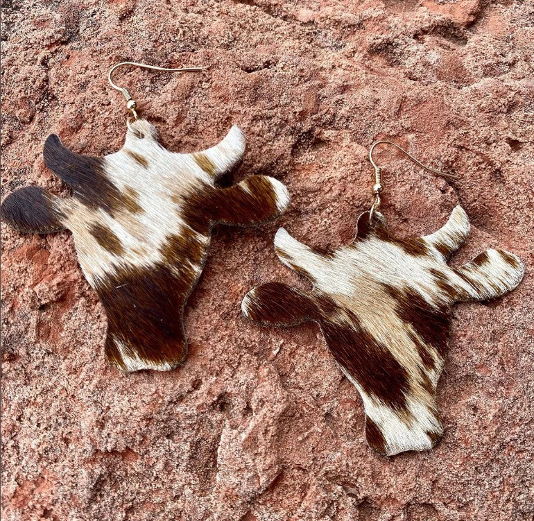 Wholesale Cowhide Leather Western Drop Earrings Trendy Farm Style Jewelry Accessory For Wedding Party Boutique Resale Gift