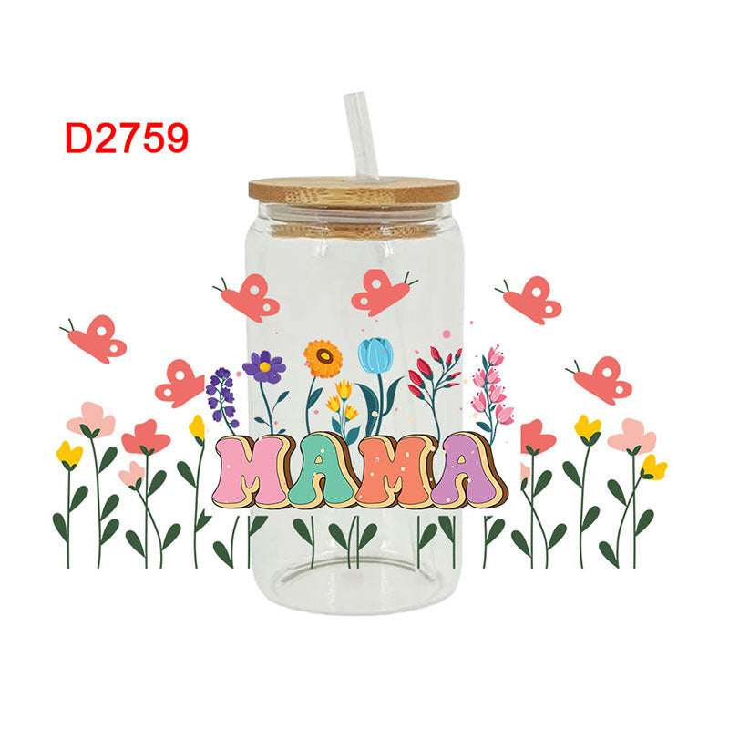Wholesale Cartoon Family Love Mother' s Day Print 16oz Cup UV DTF Wraps