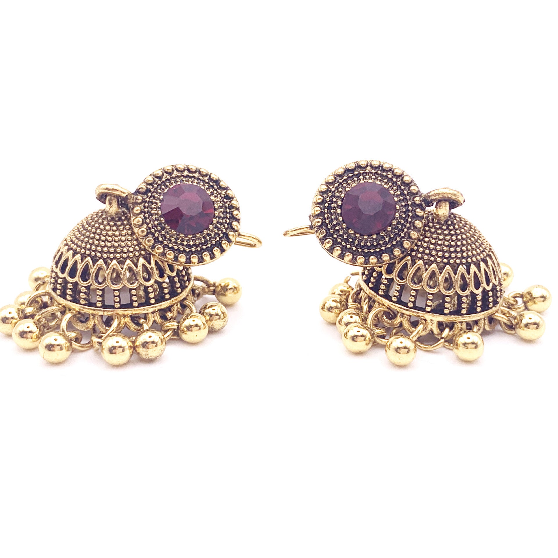 Vintage ethnic style bohemian ruby earrings