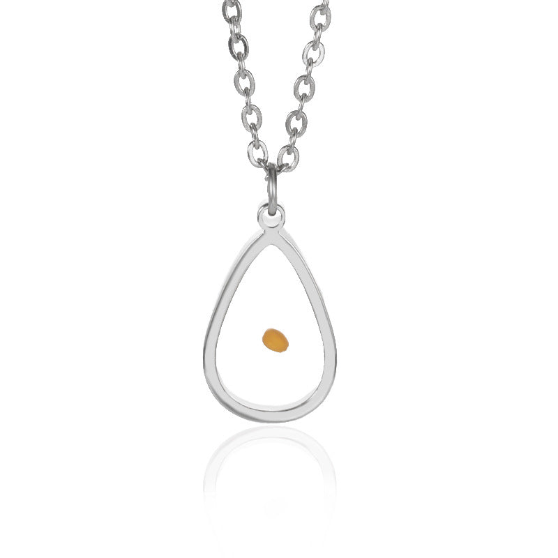 Wholesale fashion shepherd' s purse seed wishing Oval time Stainless Steel necklace