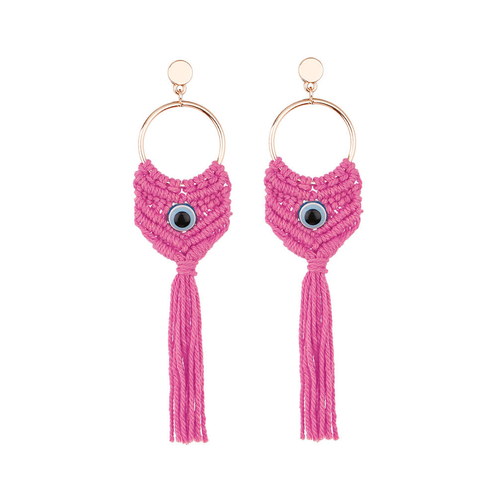 Wholesale Ethnic Tassels Bohemian Style Large Circle Handmade Earrings