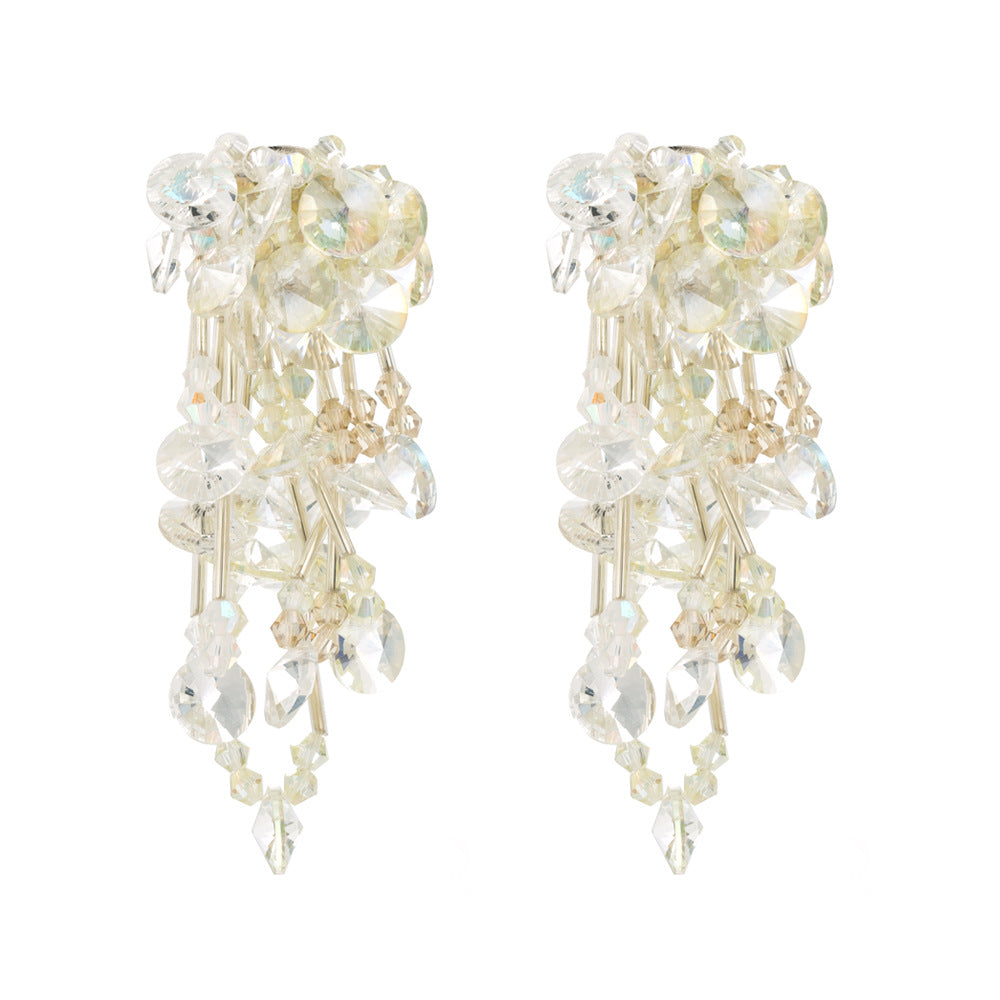 Wholesale Exaggerated Fashion Long Flower Simple Gold Temperament Earrings