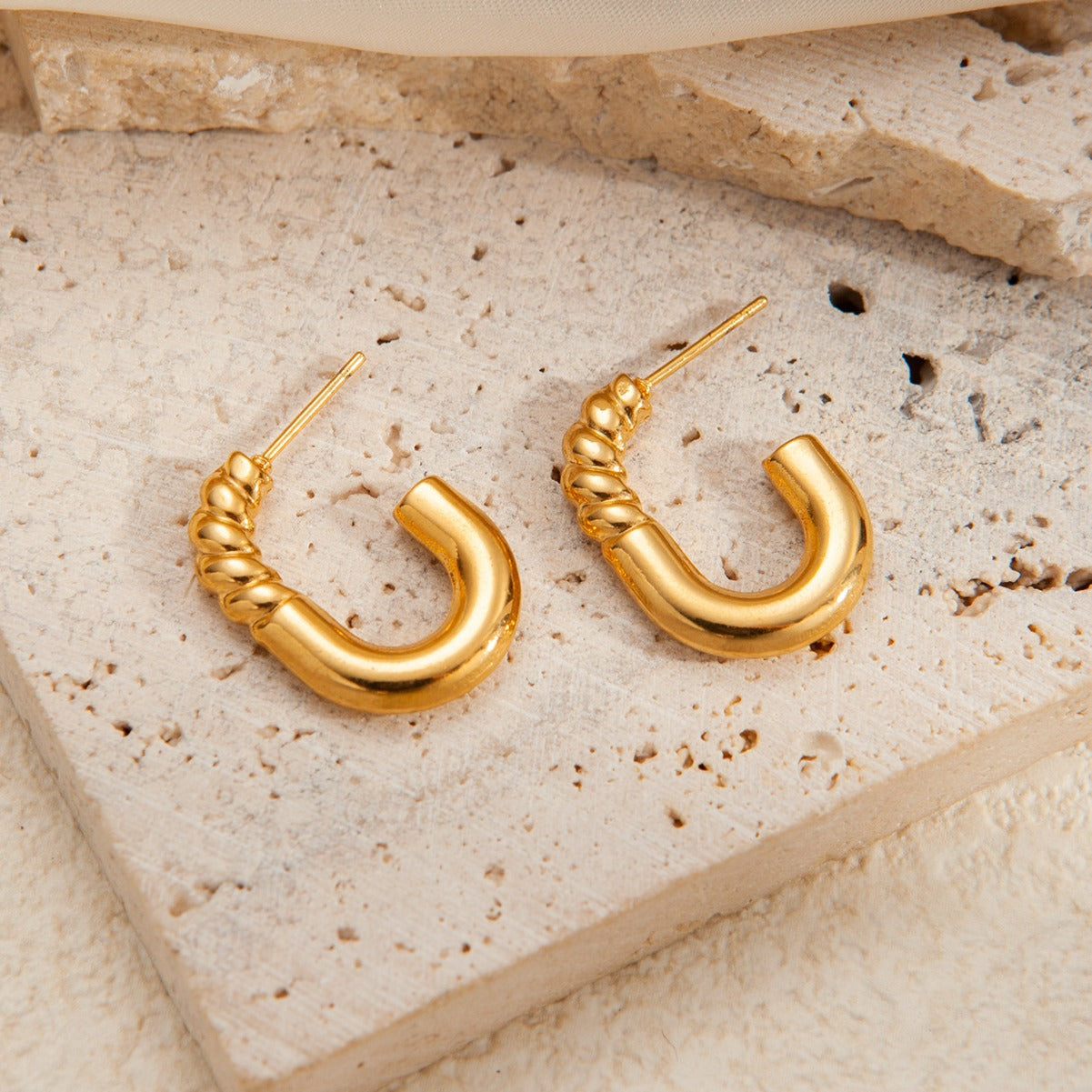 Wholesale Steel Geometric Glossy Retro Versatile Stainless Steel Earrings