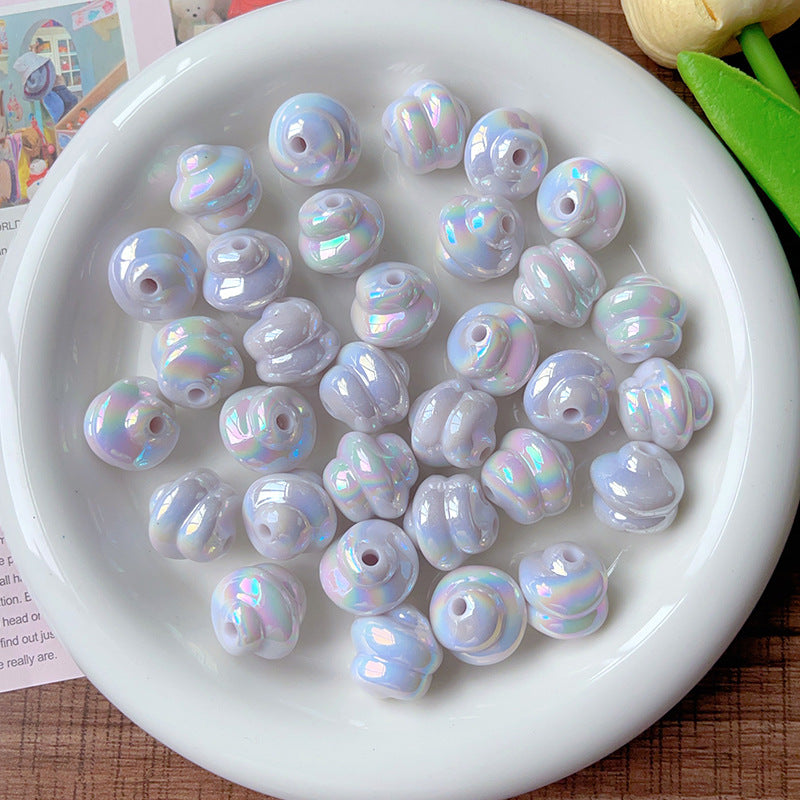 Wholesale 10pcs/pack  Solid color coated spiral bead   Acrylic Beads