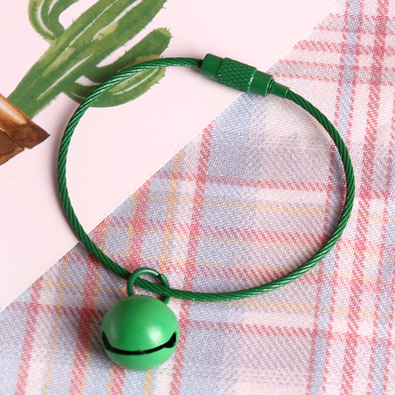 Wholesale Stainless Steel Wire Rope Candy Color Small Bell Paint Keychain