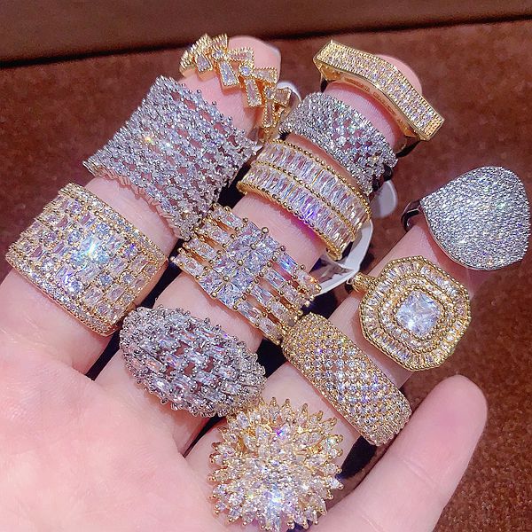 Wholesale 10pcs Burst Luxury Heavy Industries Full Diamond Zircon Ring
