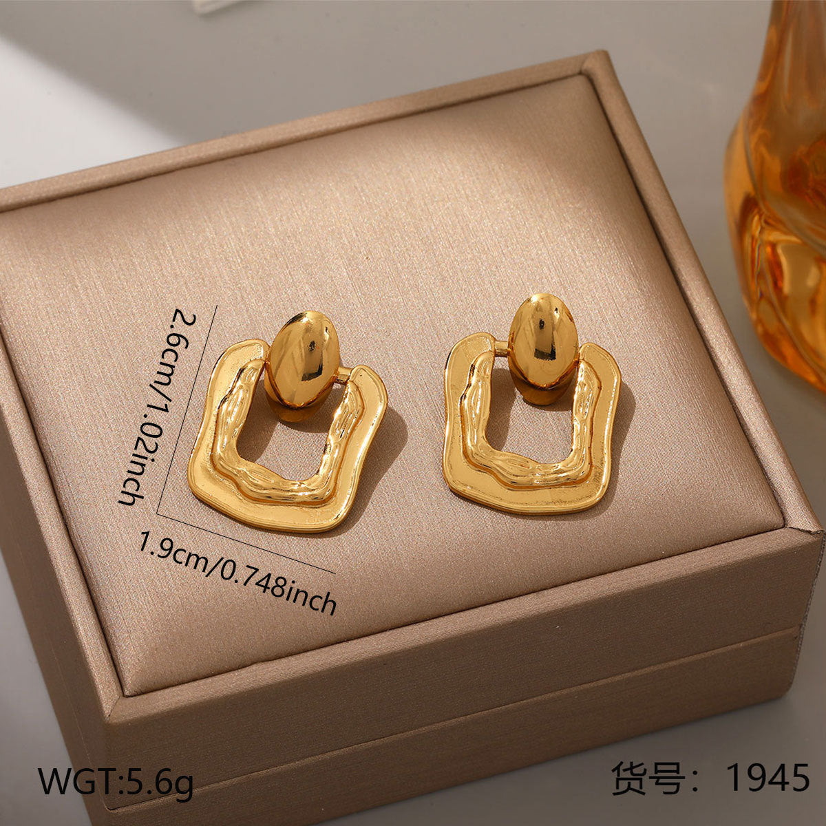 Wholesale Stainless steel gold heart gold earrings