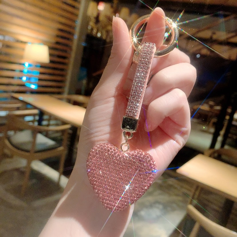 Wholesale Diamond Inlaid Clay Peach Heart Keychains