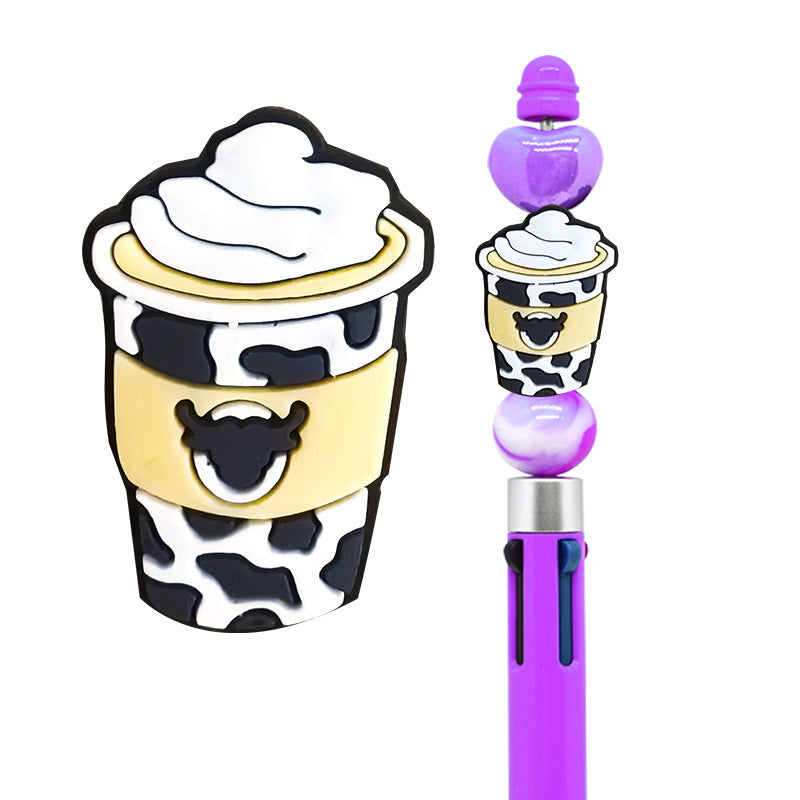 Wholesale Random100pcs Coffee Milk Tea Cup Beaded Lanyard Soft Rubber Focal Beads