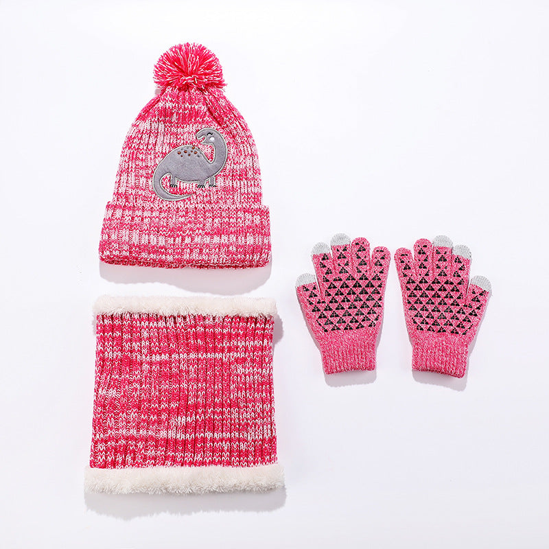 Wholesale Children's Jacquard Winter Hat Knitted Woolen Scarf Gloves Set