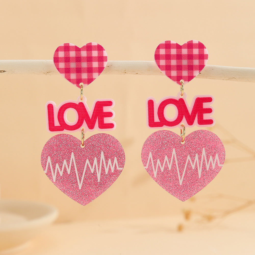Wholesale Valentine' s Day Love Sparkling Acrylic Earrings