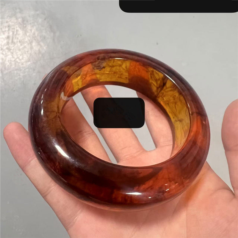 Wholesale Marble Pattern Colorful ResinRetro Geometric Round Smudged Transparent Bracelet