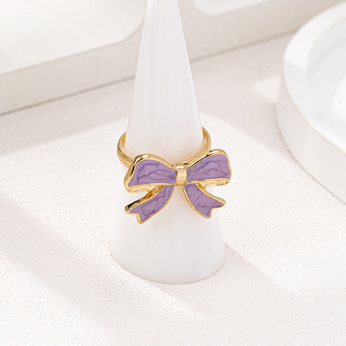 Wholesale 1 Piece/ 4 Piece Set Oil Dropping Bow Alloy Ring