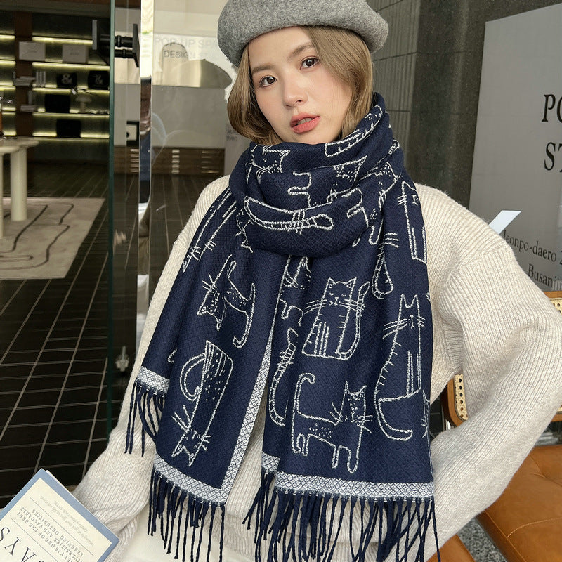 Wholesale Imitation Cashmere Lucky Cat Scarf