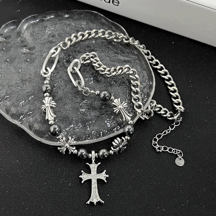 Wholesale Vintage Cross Pendant Titanium Steel Sweater Chain