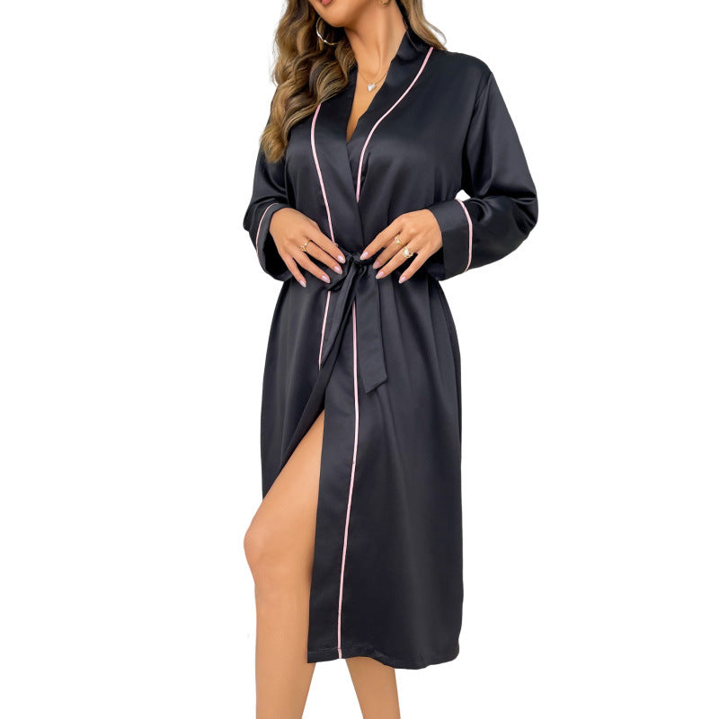 Wholesale long bathrobe nightgown long sleeve women's sexy home wear pajamas pajamas