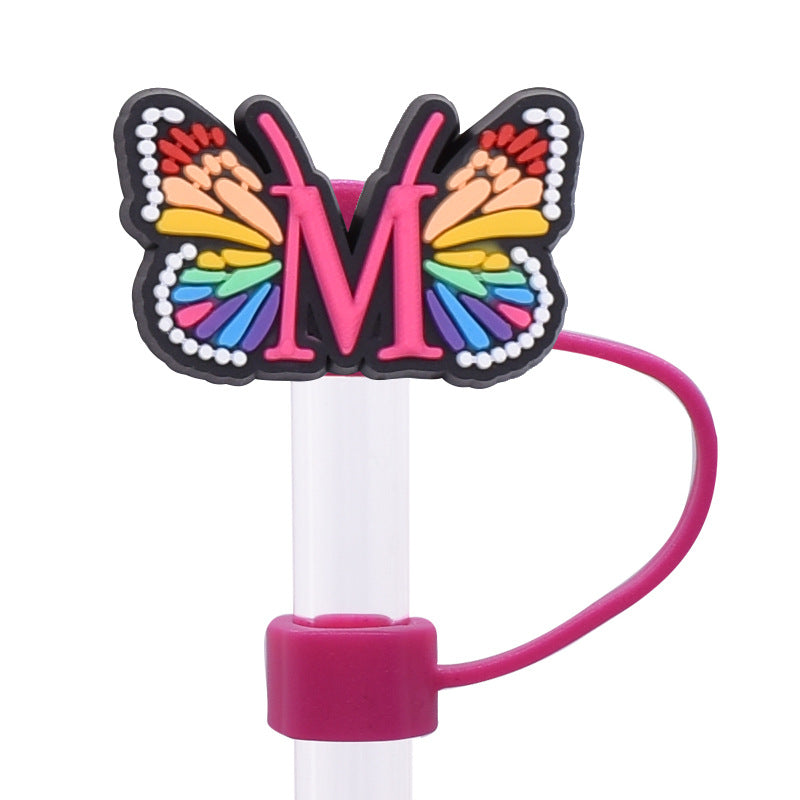 Wholesale  Random 100pcs/pack   Butterfly letter dustproof straw cover  Straw Tube Cap