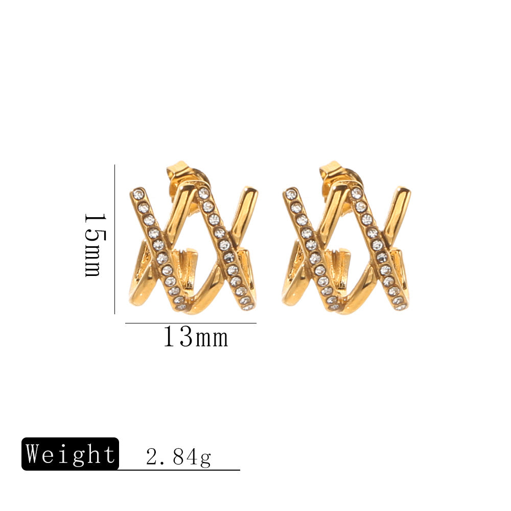 Wholesale Titanium Alloy Gold-Colored Earrings Luxury Style