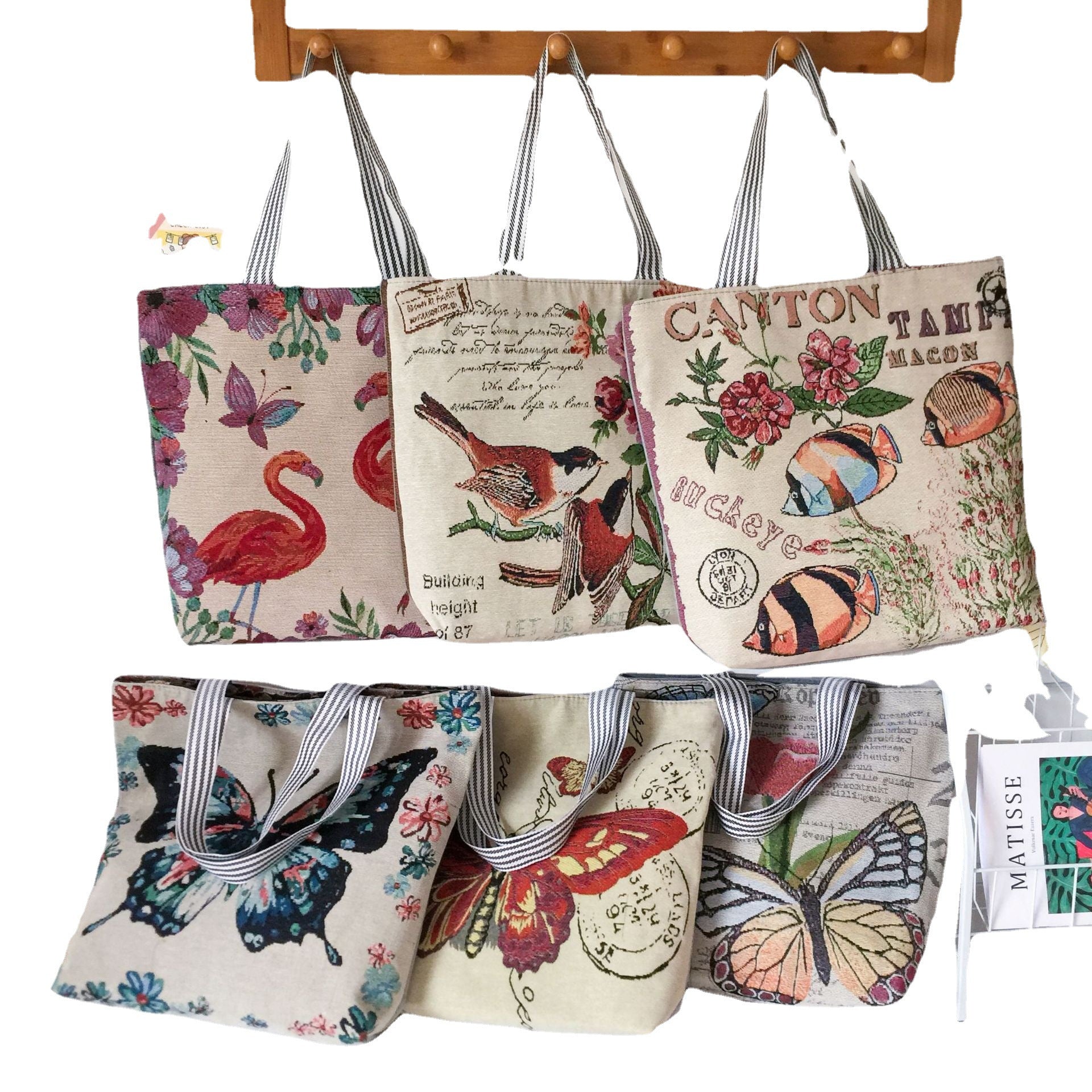 Bolsa de tejido de bordado de lienzo al por mayor