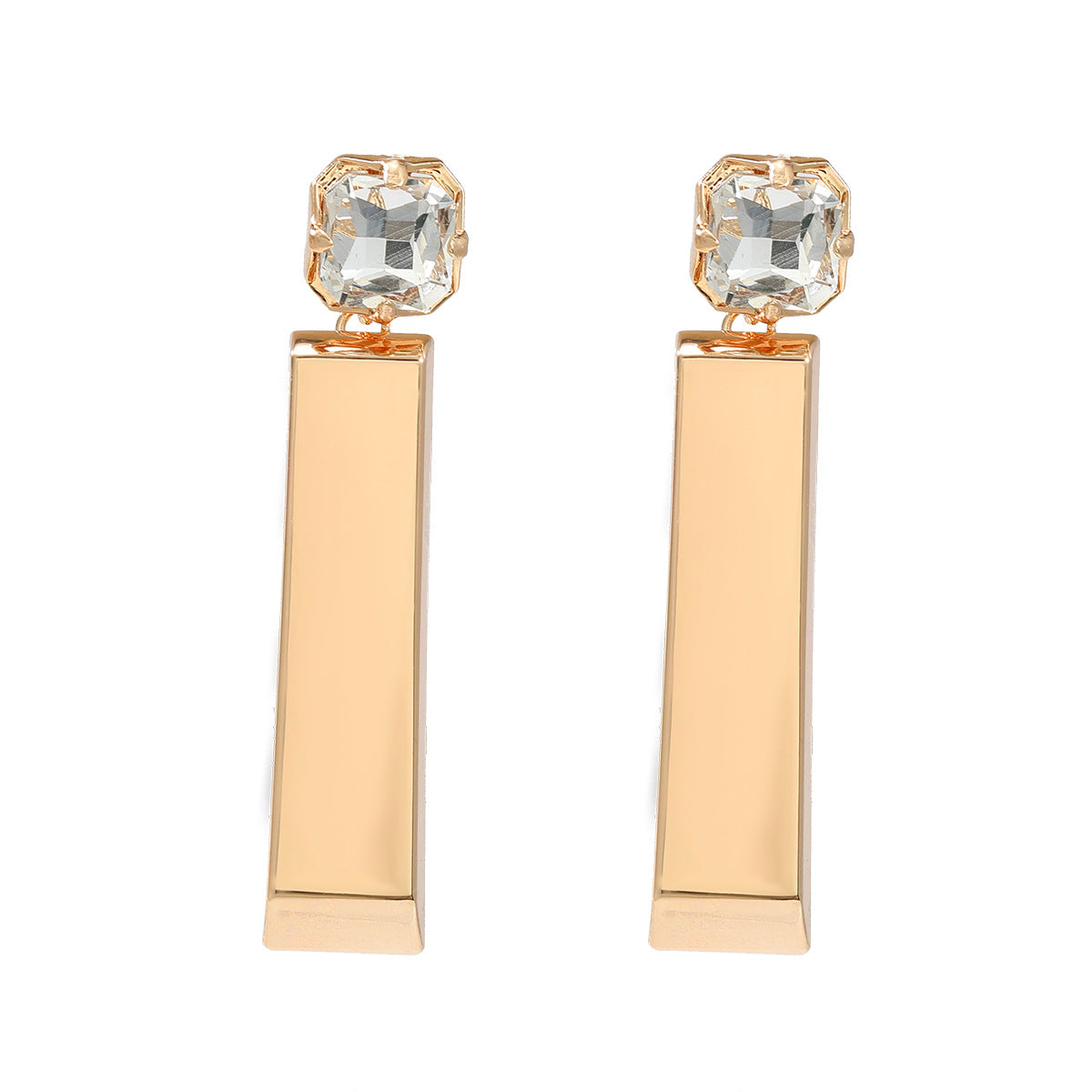 Wholesale Gold Bar Shape Cube Polished Glossy Earrings