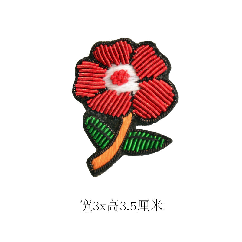 Wholesale DIY Hand Embroidered Indian Silk Cloth Patches Hat Clothes Brooch Patch Accessories