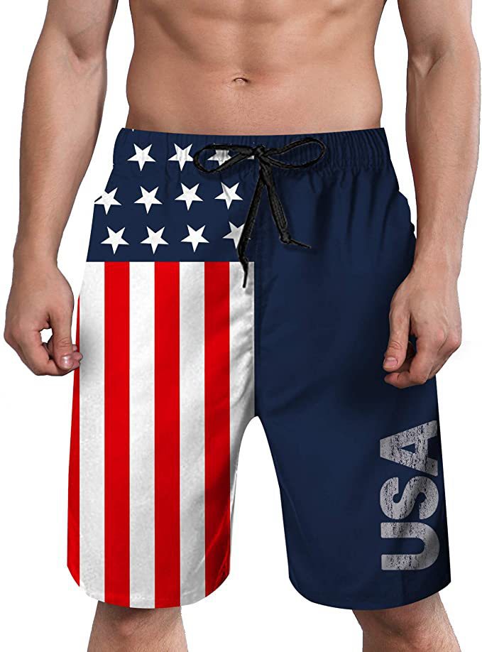 Wholesale Men's Swim Trunks 3D Printing Beach Shorts Quick Dry Swimwear