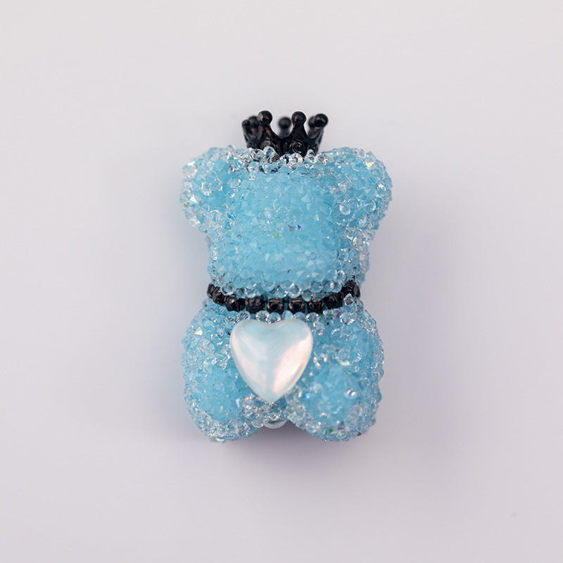 Wholesale Acrylic Full Diamond Sugar Crown Bear Pen Cap Beads