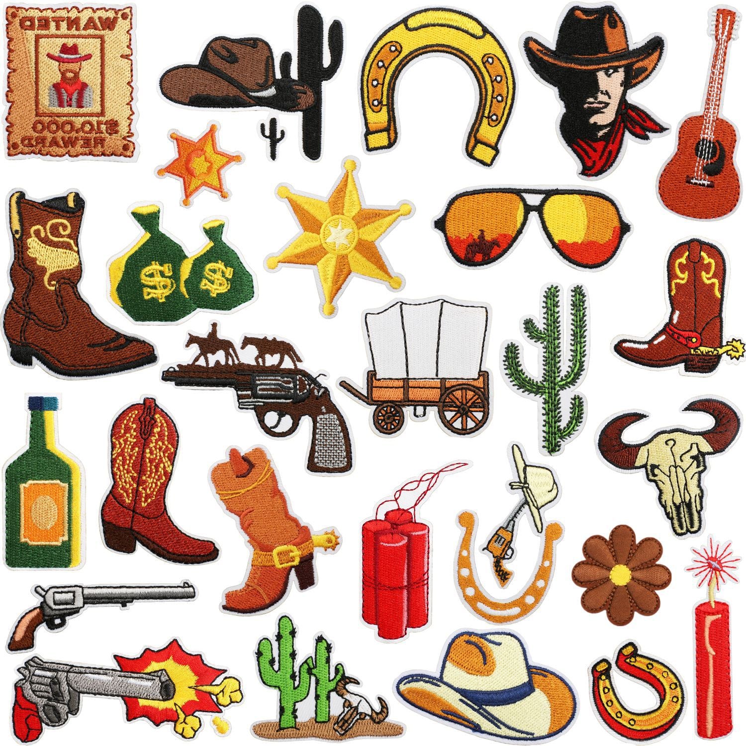 Wholesale Western cowboy embroidery double gun cowgirl patch