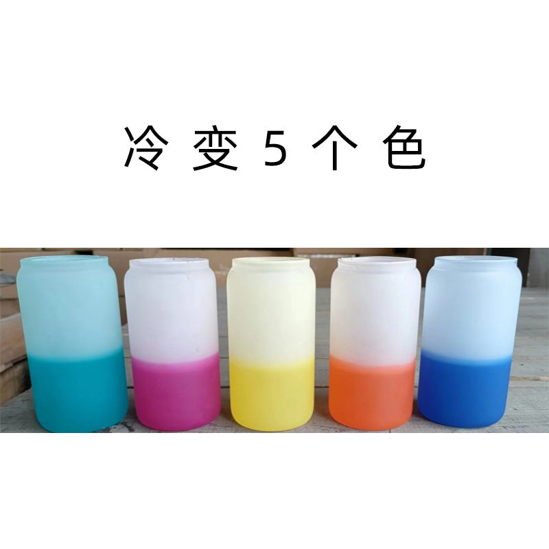 Wholesale Sublimation Mason Glass 12oz/16oz Coke Cup Cans Frosted Straws Single and Double Glass Bamboo Cover Cup