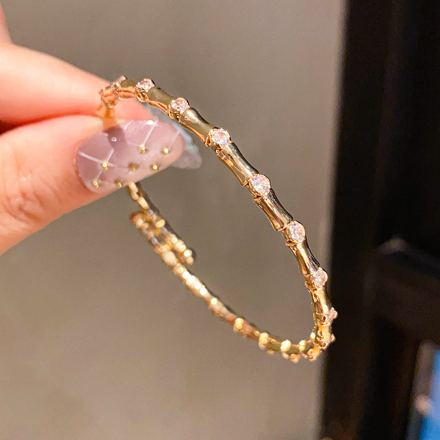 Wholesale Inlaid Zircon Bamboo Knot Opening Bracelet