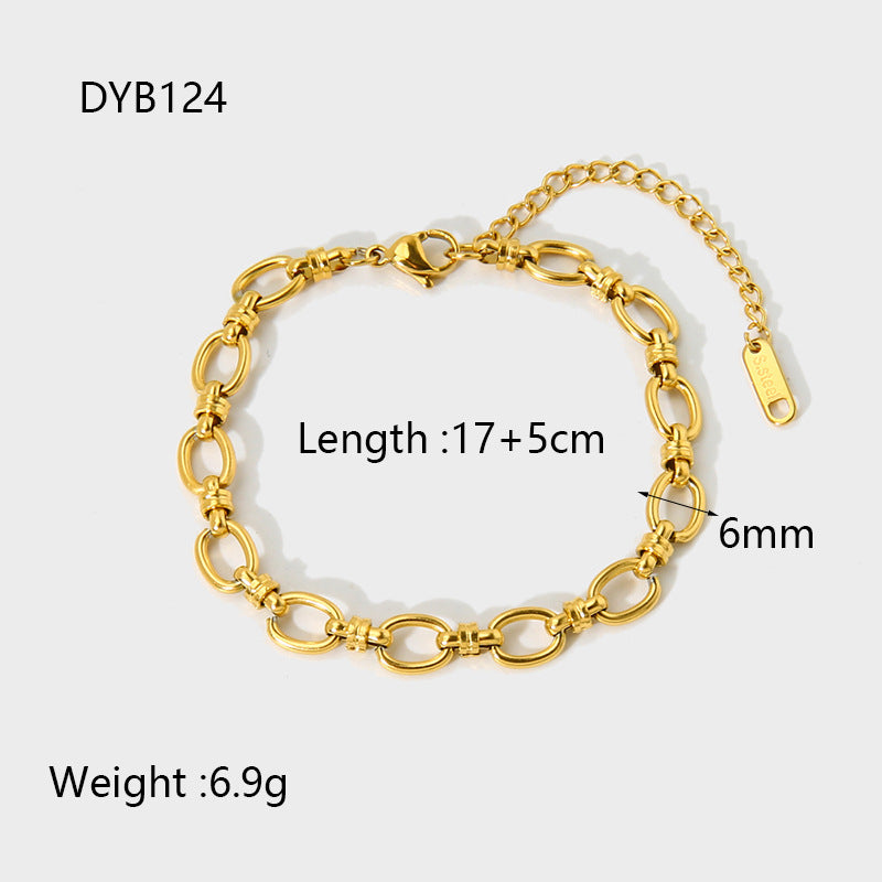 Wholesale  18K gold  plating Oval chain cross buckle stainless steel Fashion bracelet