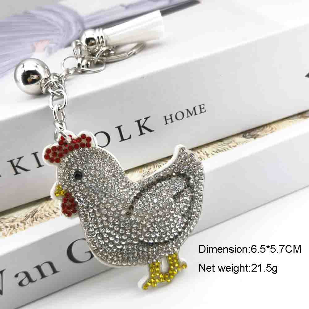 Wholesale 4pcs  Diamond studded hen Rhinestone Keychain