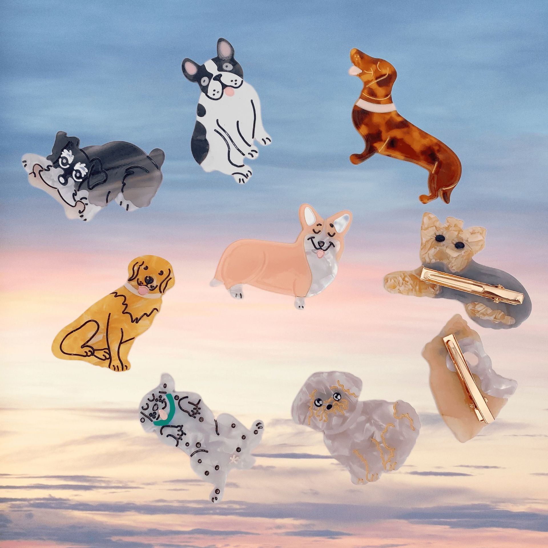Wholesale Fun Dog Acetate Duckbill Clips