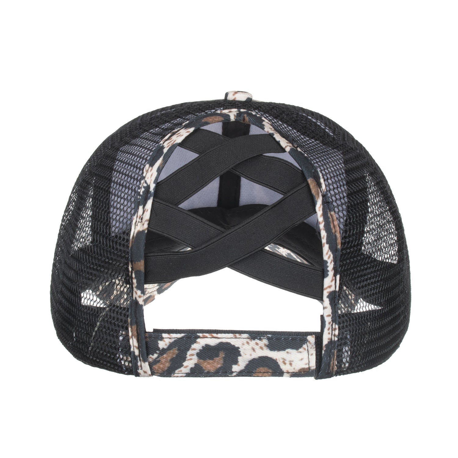 Wholesale Patch Cross Elastic Mesh Ponytail Baseball Cap