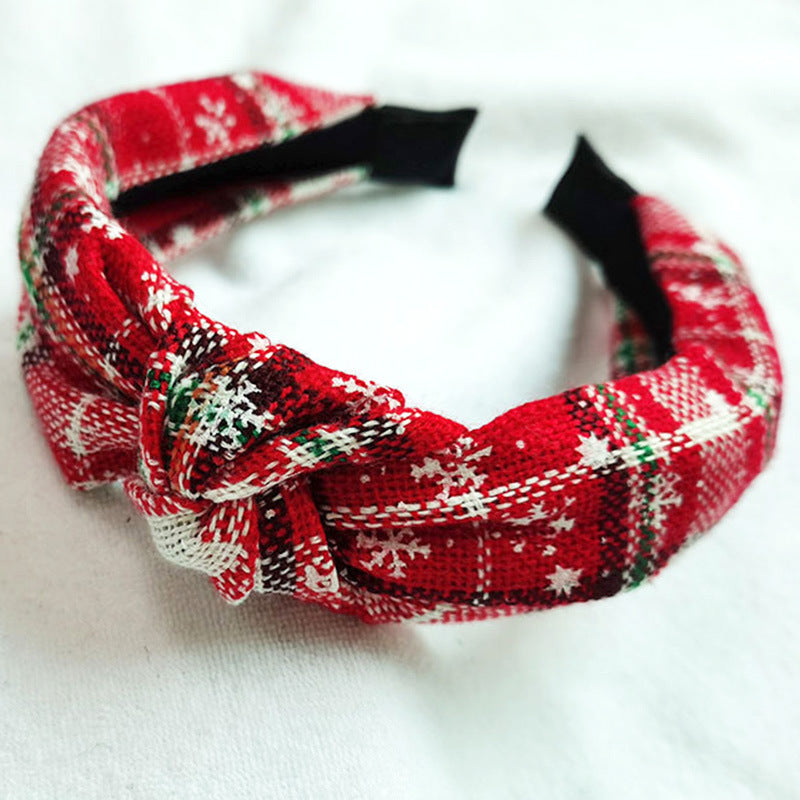 Wholesale Christmas Series Plaid Bow Cloth Headband