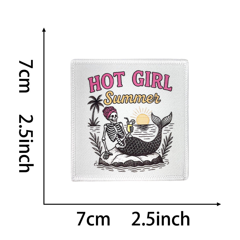 Wholesale Chic Skull Coffee Mom Beach Embroidered Patches Towel Embroidery With Hot Melt Adhesive Back DIY Craft Supplies For Clothing Bags And Home Decor