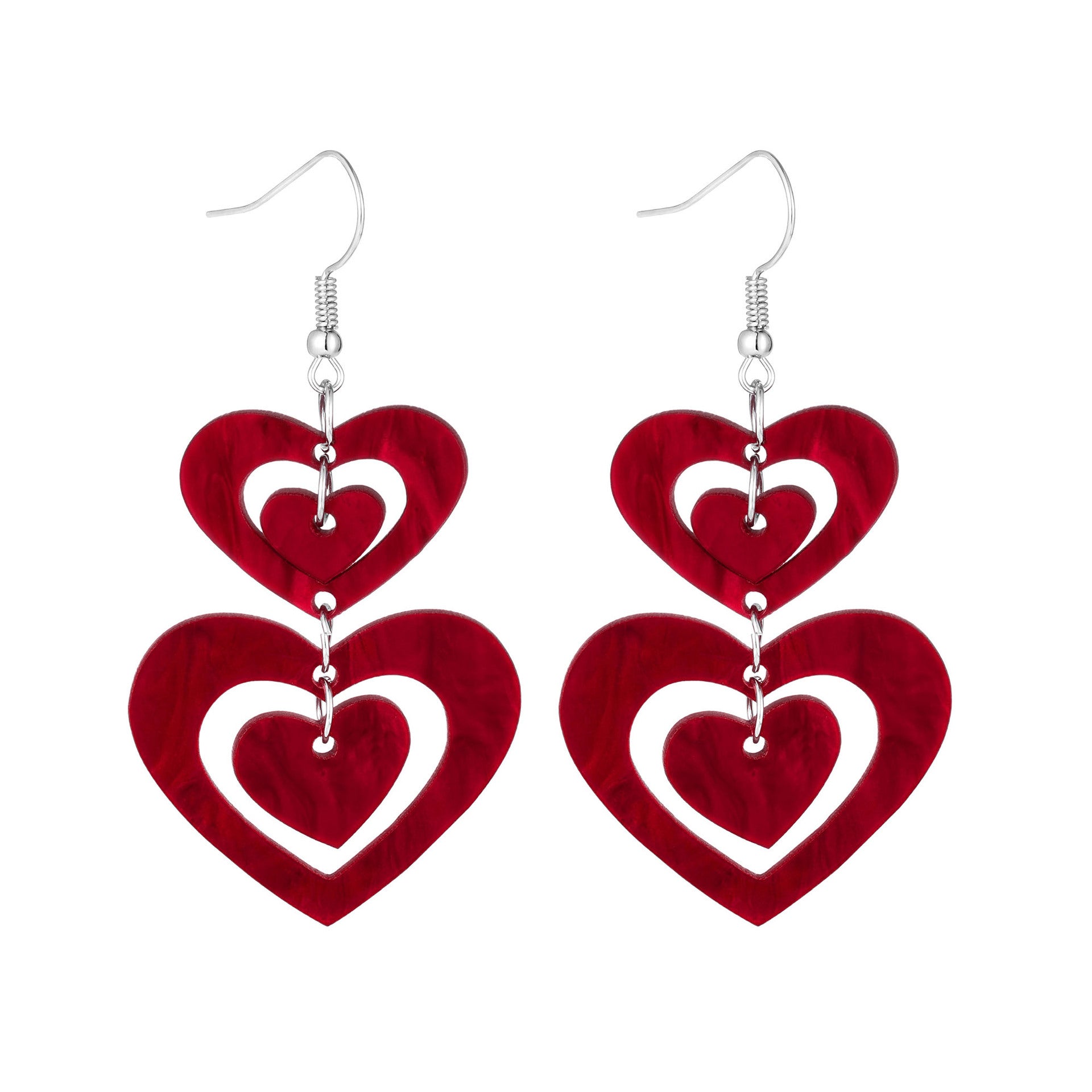 Wholesale Valentine' s Day heart-shaped acrylic earrings
