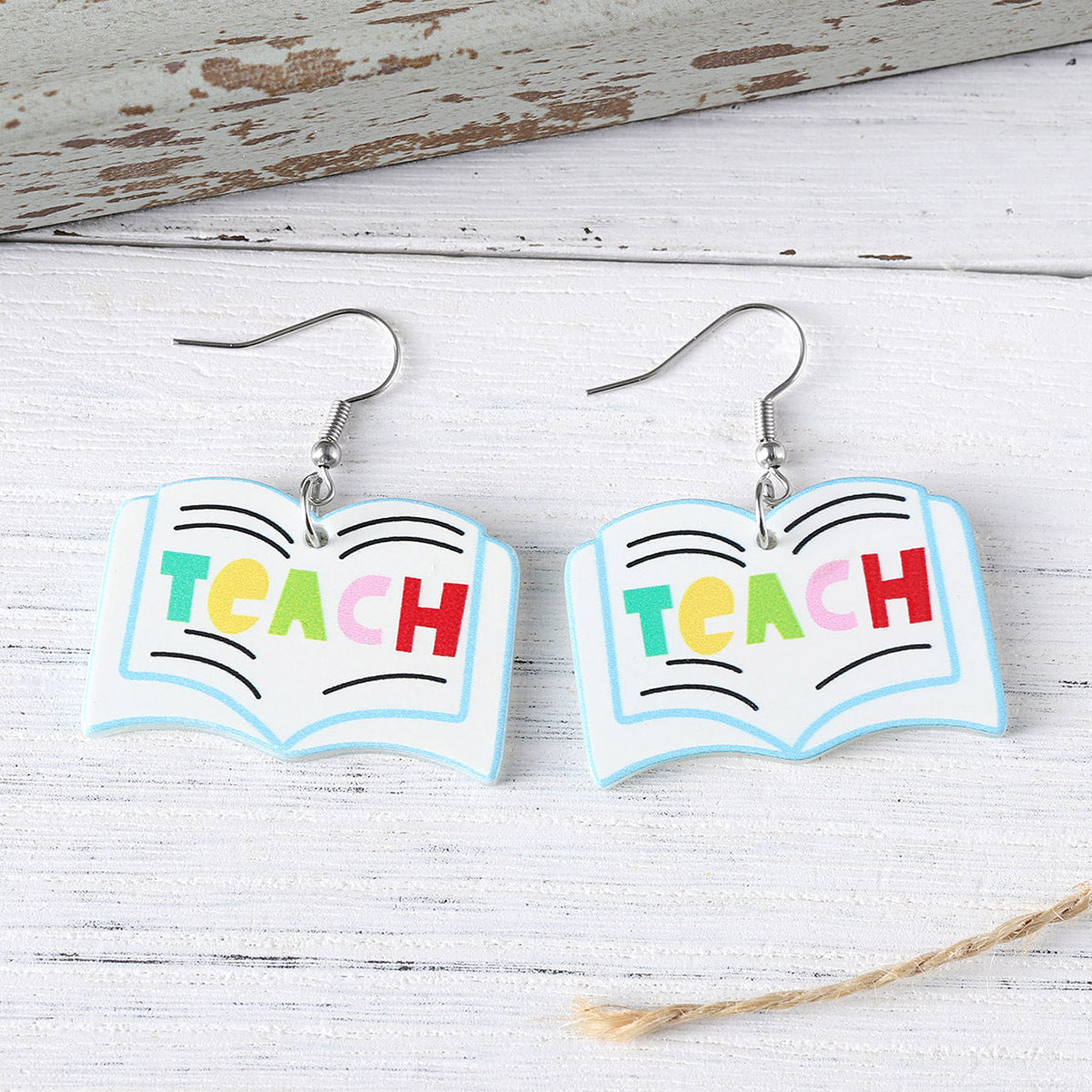 Wholesale  New School Season Books Apple Pendant Earrings Back to School Season Acrylic Teachers' Day Graduation Season Earrings