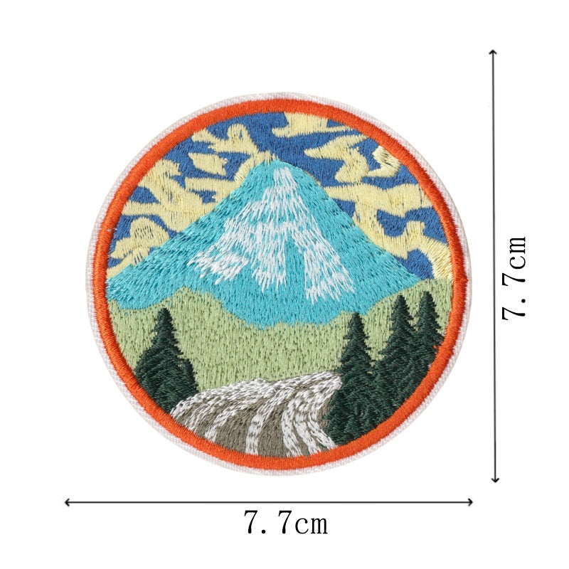 Wholesale Mountain Sunset Ocean Embroidered Iron On Patch Set Of 9 For Outdoor Camping Towel Bag Decorative Gift