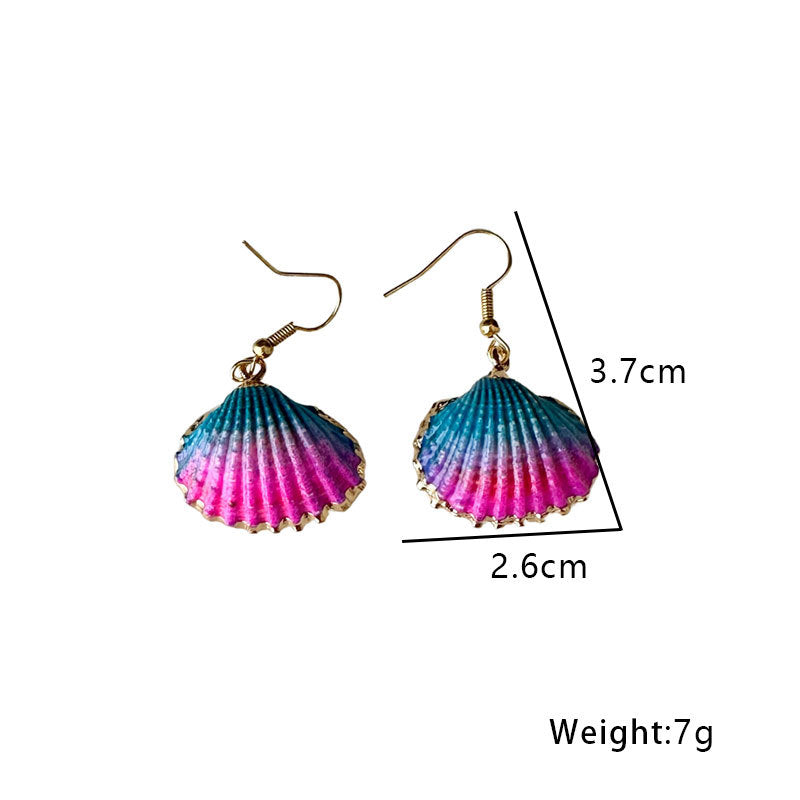 Wholesale ZA Alloy Colorful Shell Fashionable Exaggerated Personality Niche Earrings